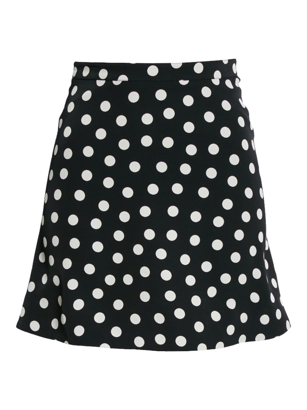 Saint Laurent YSL Navy White Polka Dot Print Silk Lined Zip A Line Mini Skirt
